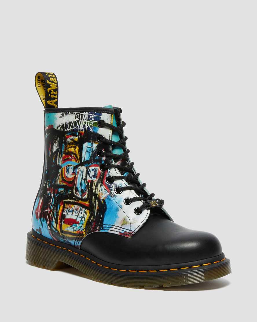 Dr. Martens 1460 Basquiat Lær Snørestøvler Dame Svart/Multicolor [7326TFBSI]